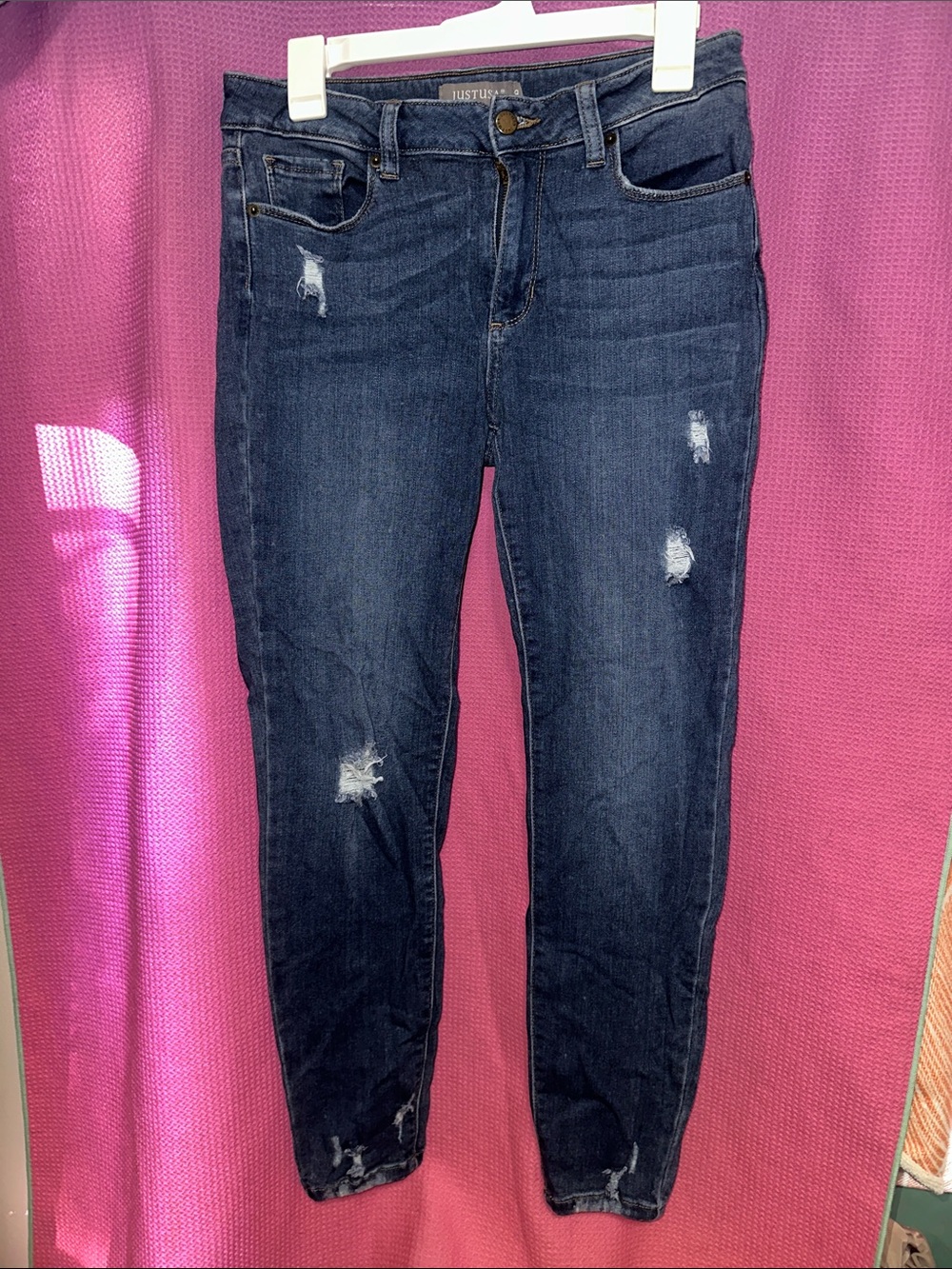 Just USA Distressed Skinny Jeans in Dark Blue